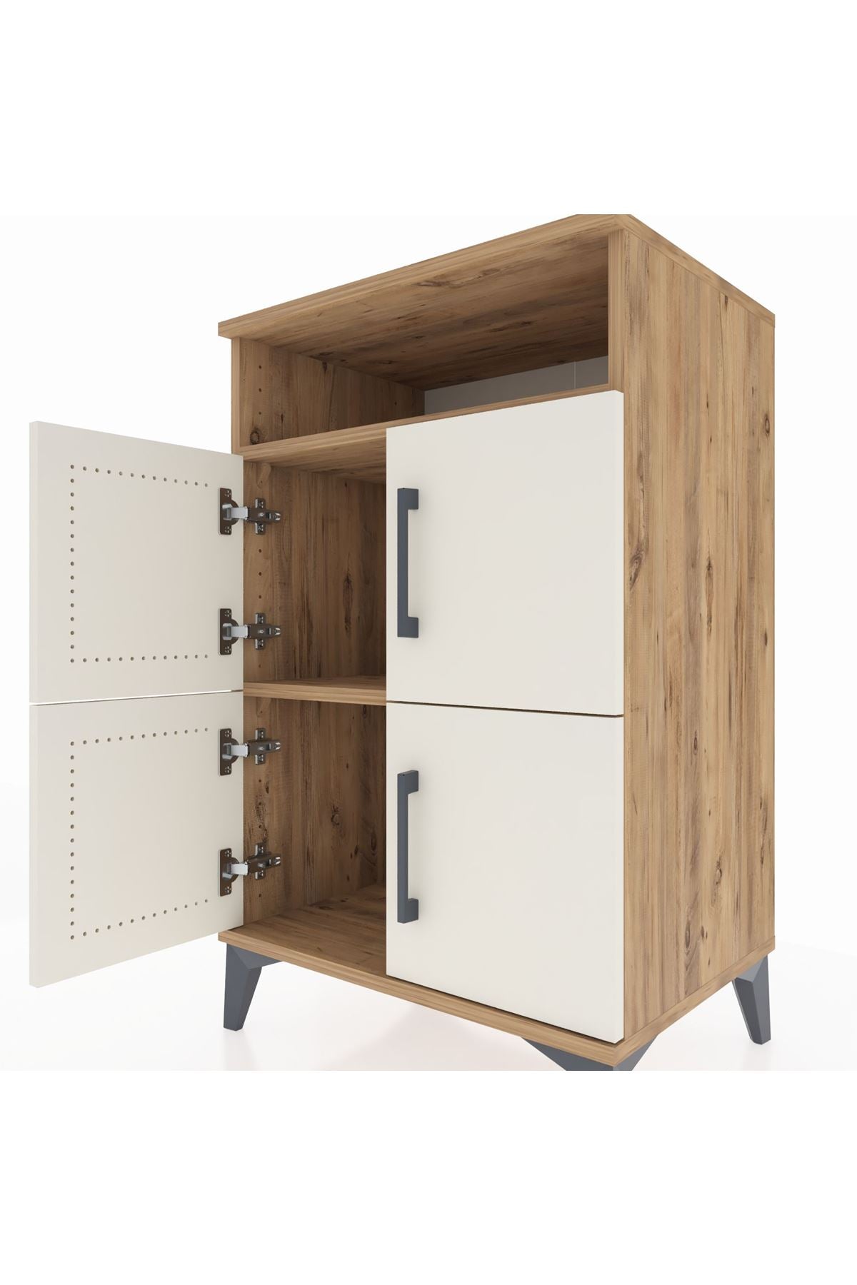 Hyperion Komodin 2 Raflı 4 Kapaklı 60x44x96 Çam-Aytaşı