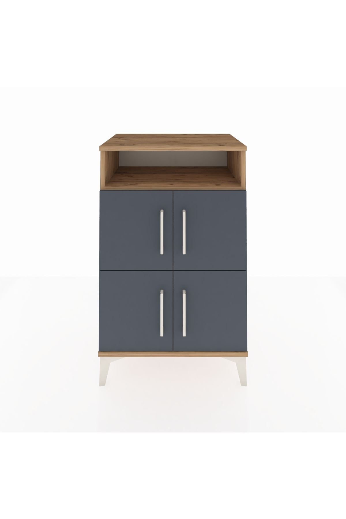 Hyperion Komodin 2 Raflı 4 Kapaklı 60x44x96 Çam-Antrasit