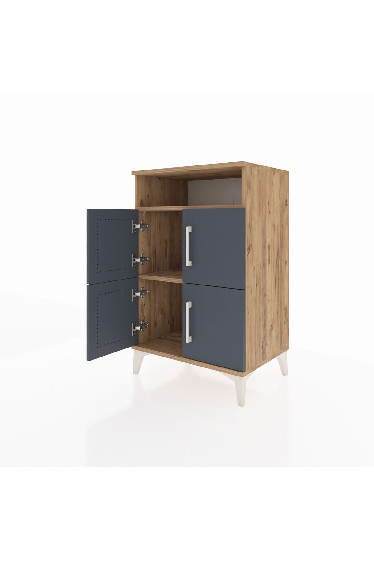 Hyperion Komodin 2 Raflı 4 Kapaklı 60x44x96 Çam-Antrasit