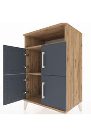 Hyperion Komodin 2 Raflı 4 Kapaklı 60x44x96 Çam-Antrasit