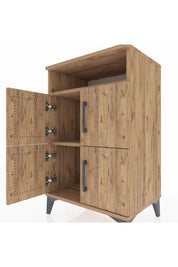 Hyperion Komodin 2 Raflı 4 Kapaklı 60x44x96 Çam-Çam