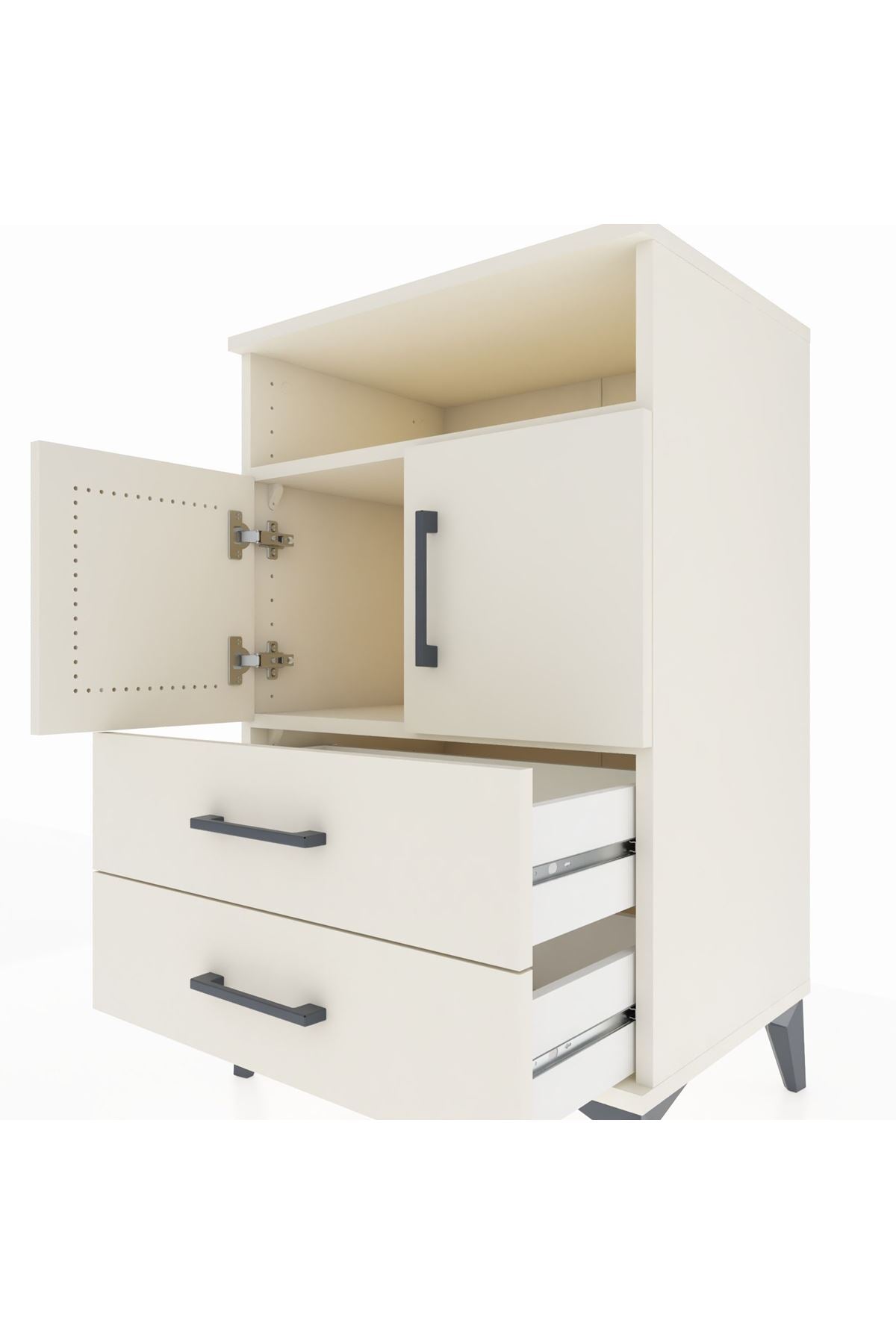 Hyperion Komodin 2 Raflı 2 Çekmeceli 2 Kapaklı 60x44x96 Aytaşı-Aytaşı