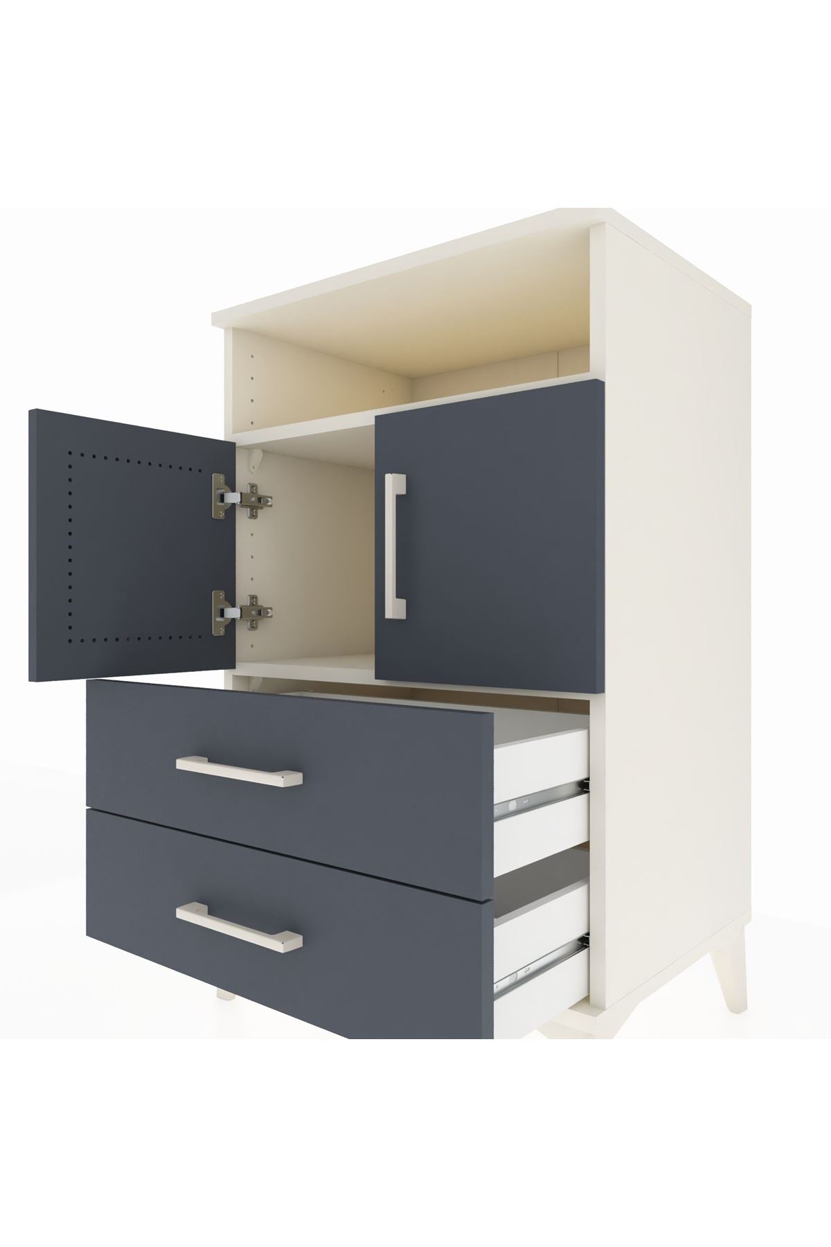 Hyperion Komodin 2 Raflı 2 Çekmeceli 2 Kapaklı 60x44x96 Aytaşı-Antrasit