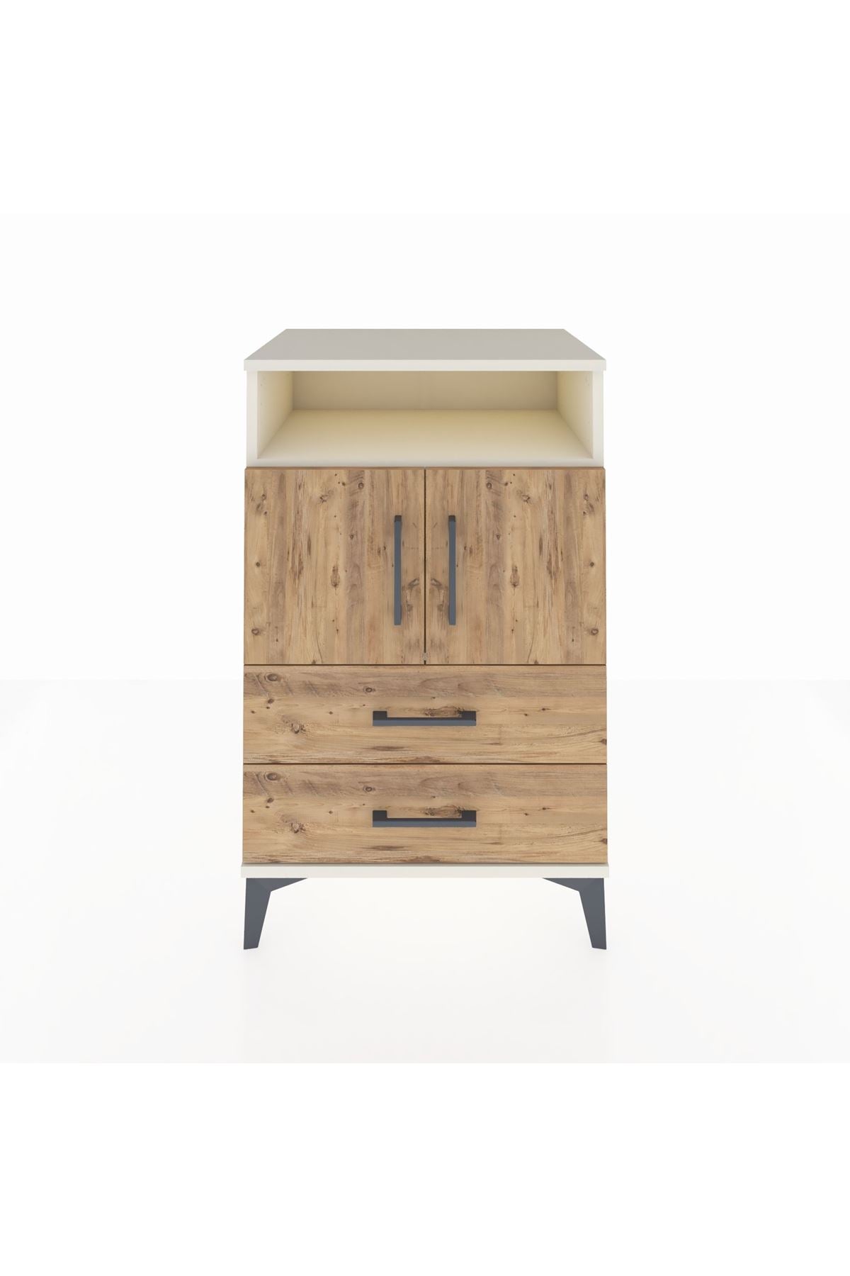 Hyperion Komodin 2 Raflı 2 Çekmeceli 2 Kapaklı 60x44x96 Aytaşı-Çam