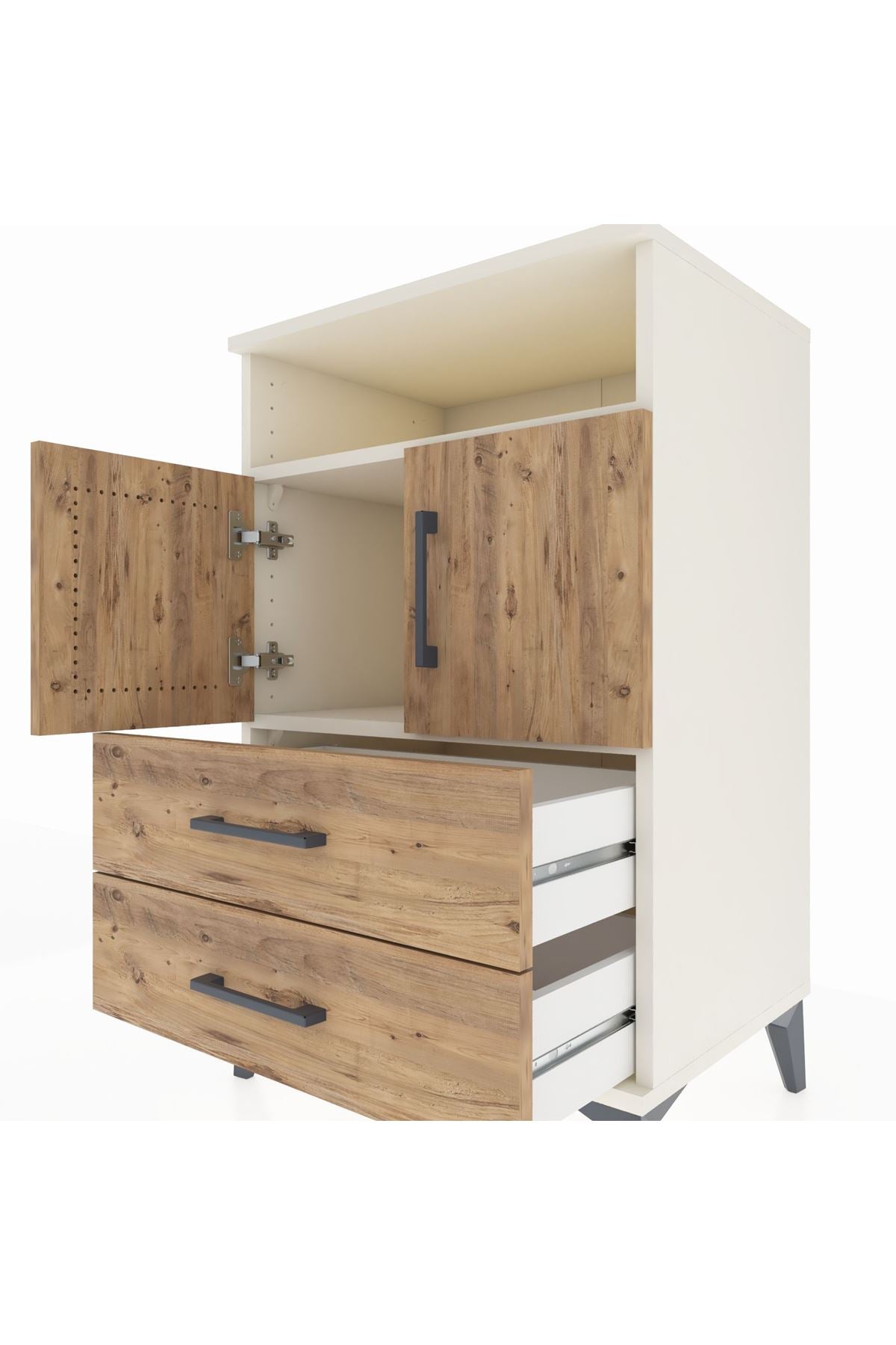 Hyperion Komodin 2 Raflı 2 Çekmeceli 2 Kapaklı 60x44x96 Aytaşı-Çam