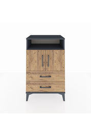 Hyperion Komodin 2 Raflı 2 Çekmeceli 2 Kapaklı 60x44x96 Antrasit-Çam