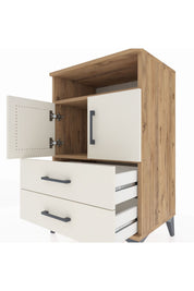 Hyperion Komodin 2 Raflı 2 Çekmeceli 2 Kapaklı 60x44x96 Çam-Aytaşı