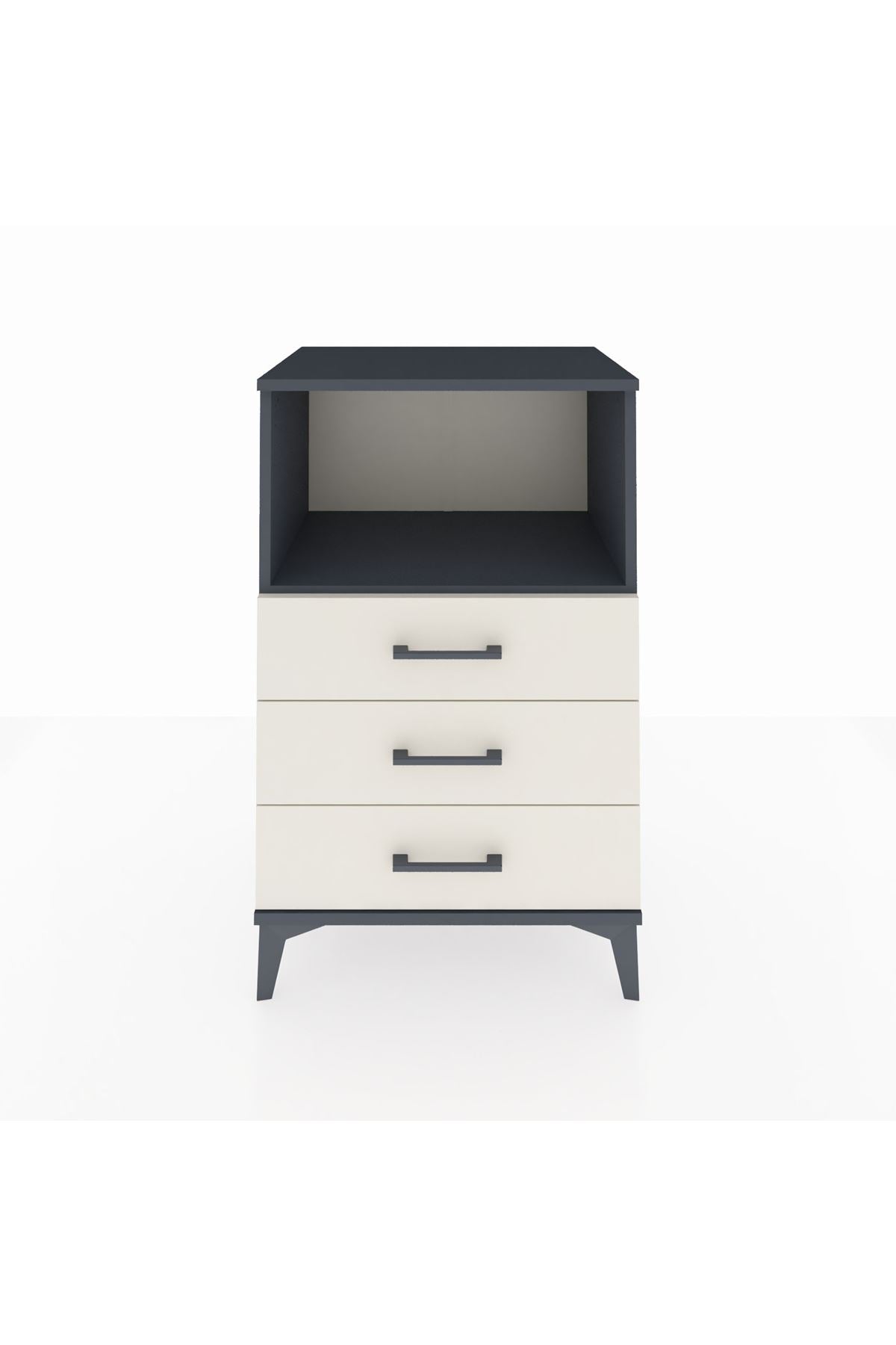 Hyperion Komodin Tek Raflı 3 Çekmeceli 60x44x96 Antrasit-Aytaşı