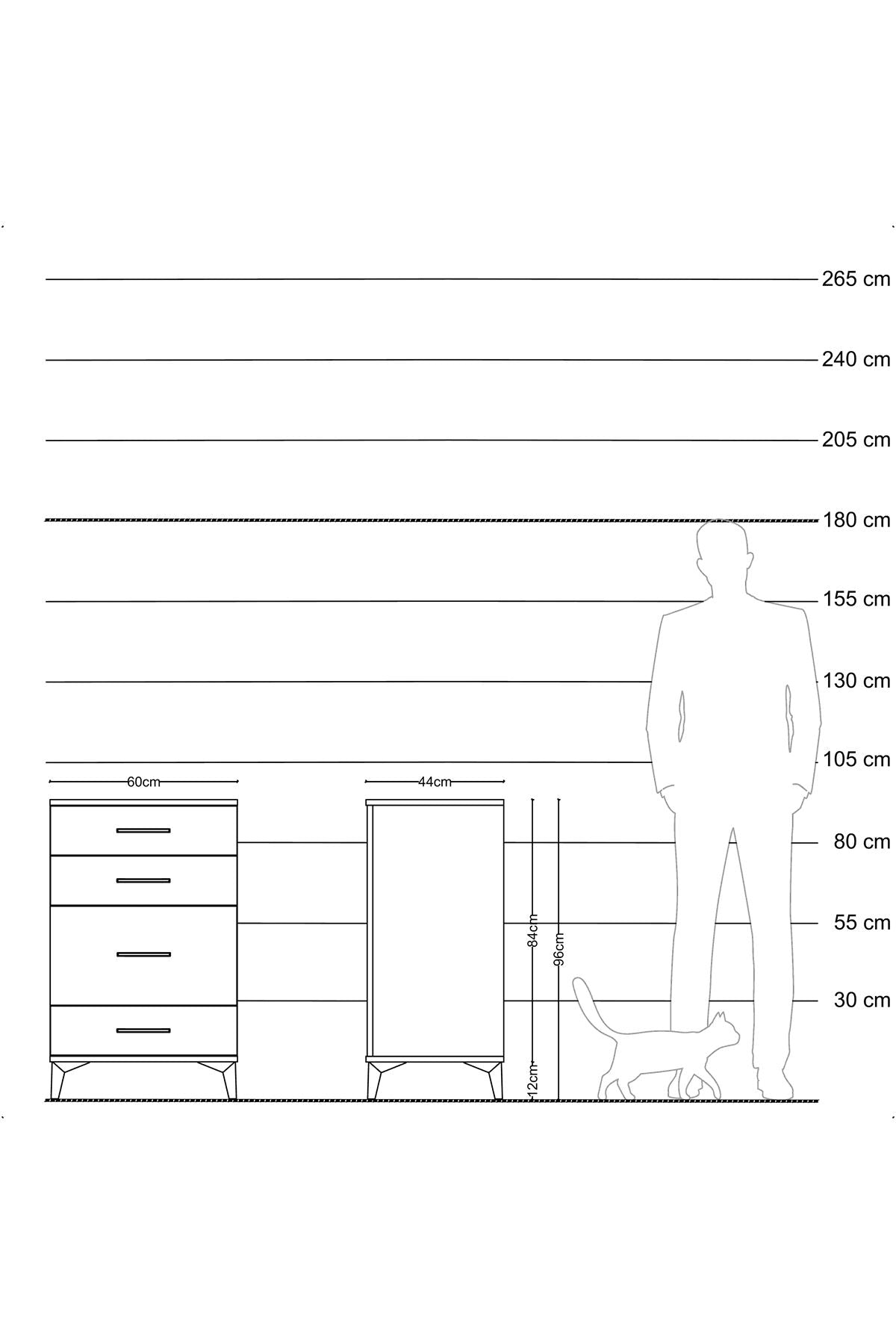 Hyperion Komodin 4 Çekmeceli 60x44x96 Aytaşı-Aytaşı