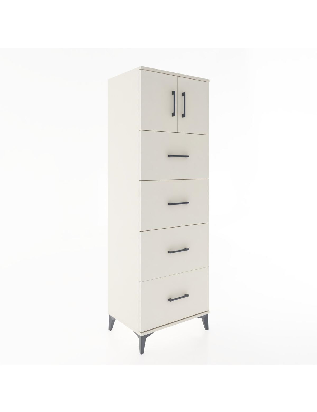 Hyperion Dolap Tek Raflı 4 Çekmeceli 2 Kapaklı 60x44x182 - S56M025V1B