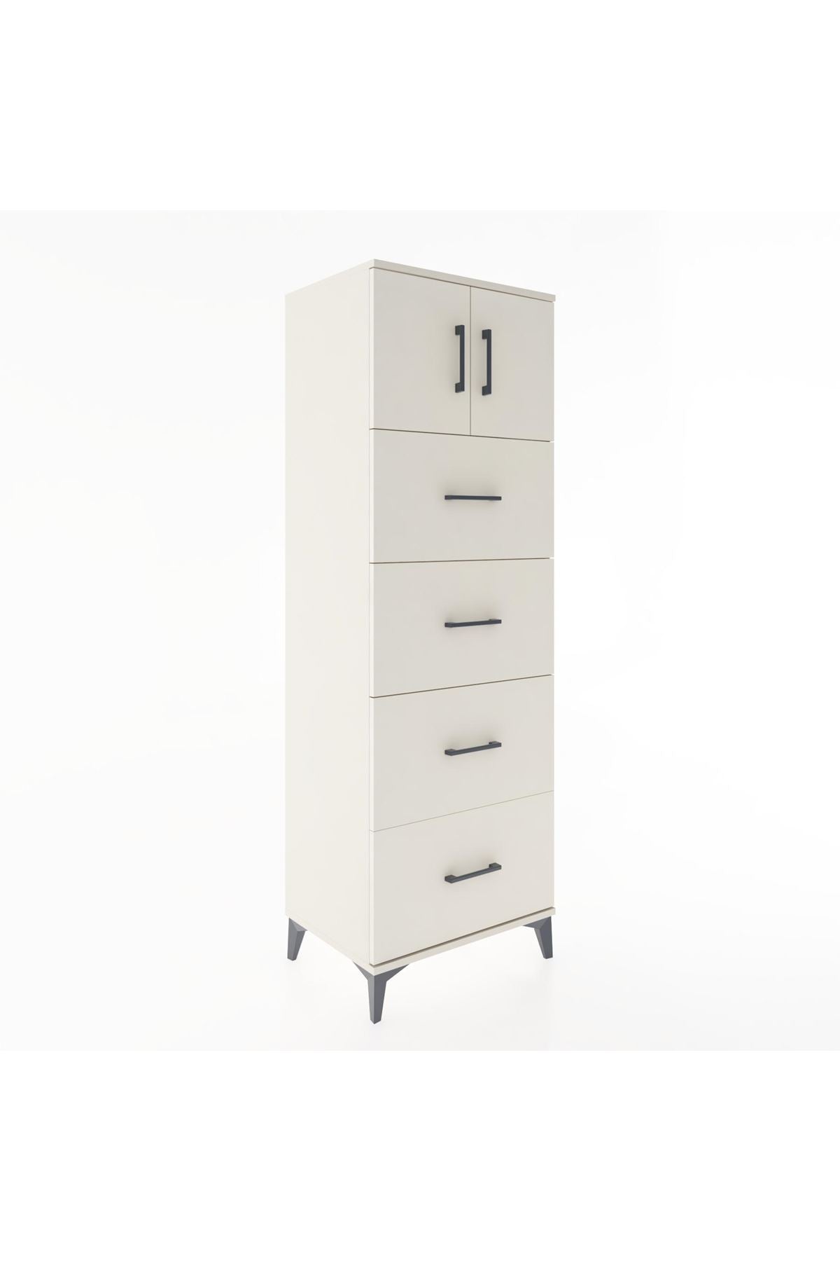 Hyperion Dolap Tek Raflı 4 Çekmeceli 2 Kapaklı 60x44x182 - S56M025V1B