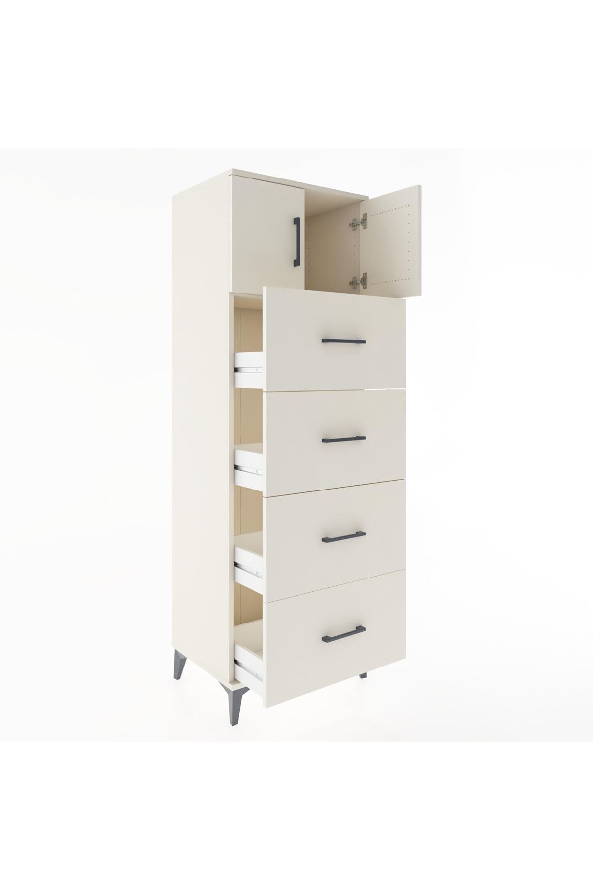 Hyperion Dolap Tek Raflı 4 Çekmeceli 2 Kapaklı 60x44x182 - S56M025V1B