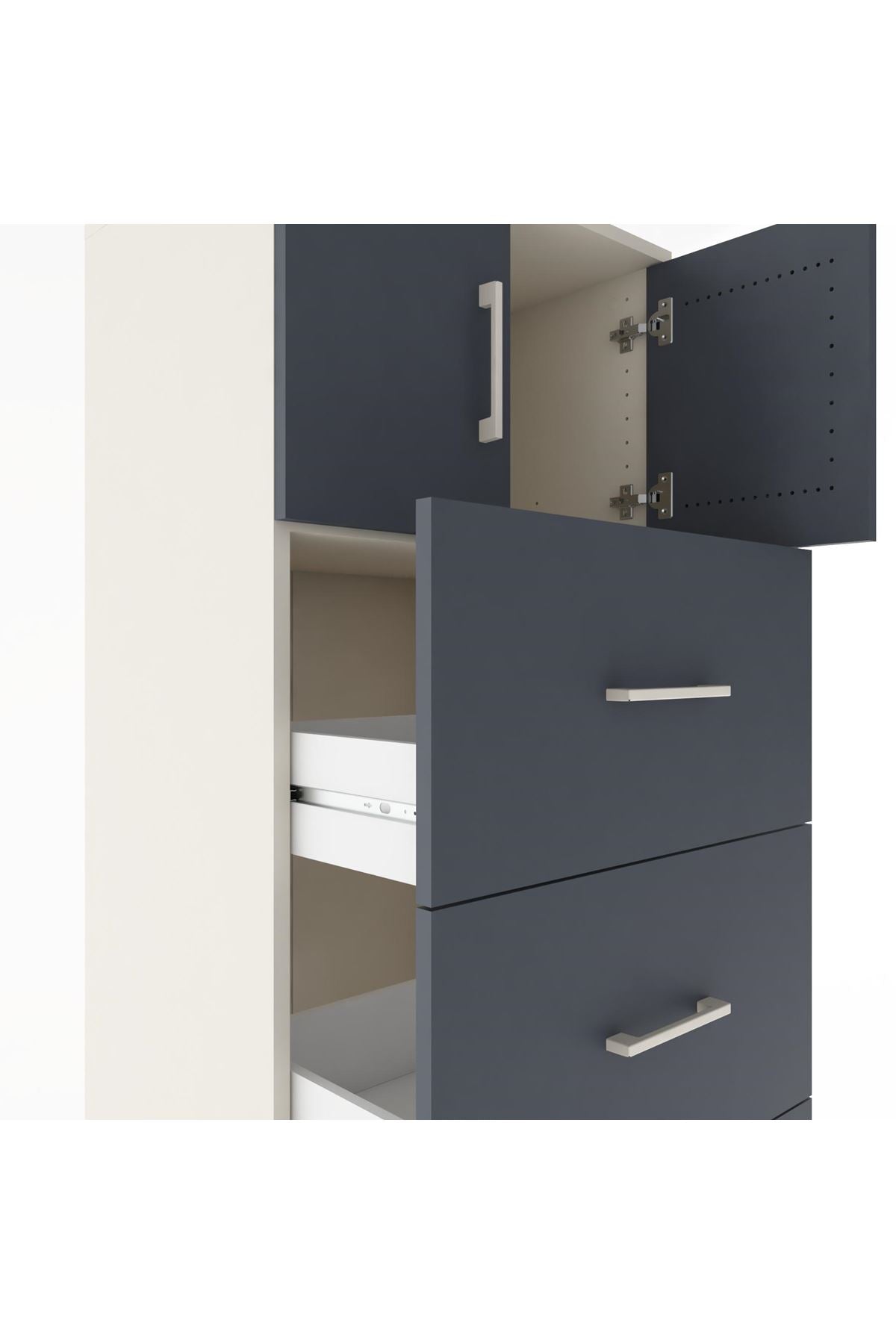 Hyperion Dolap Tek Raflı 4 Çekmeceli 2 Kapaklı 60x44x182 - S56M025V2B