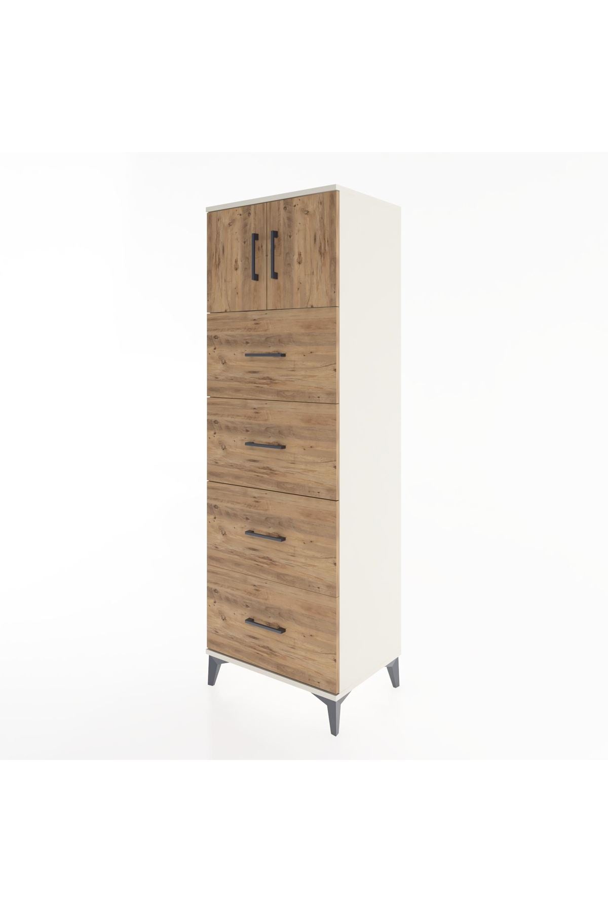 Hyperion Dolap Tek Raflı 4 Çekmeceli 2 Kapaklı 60x44x182 - S56M025V3B