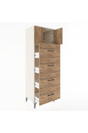 Hyperion Dolap Tek Raflı 4 Çekmeceli 2 Kapaklı 60x44x182 - S56M025V3B