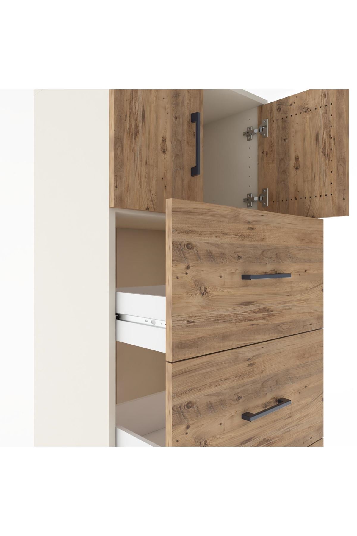 Hyperion Dolap Tek Raflı 4 Çekmeceli 2 Kapaklı 60x44x182 - S56M025V3B