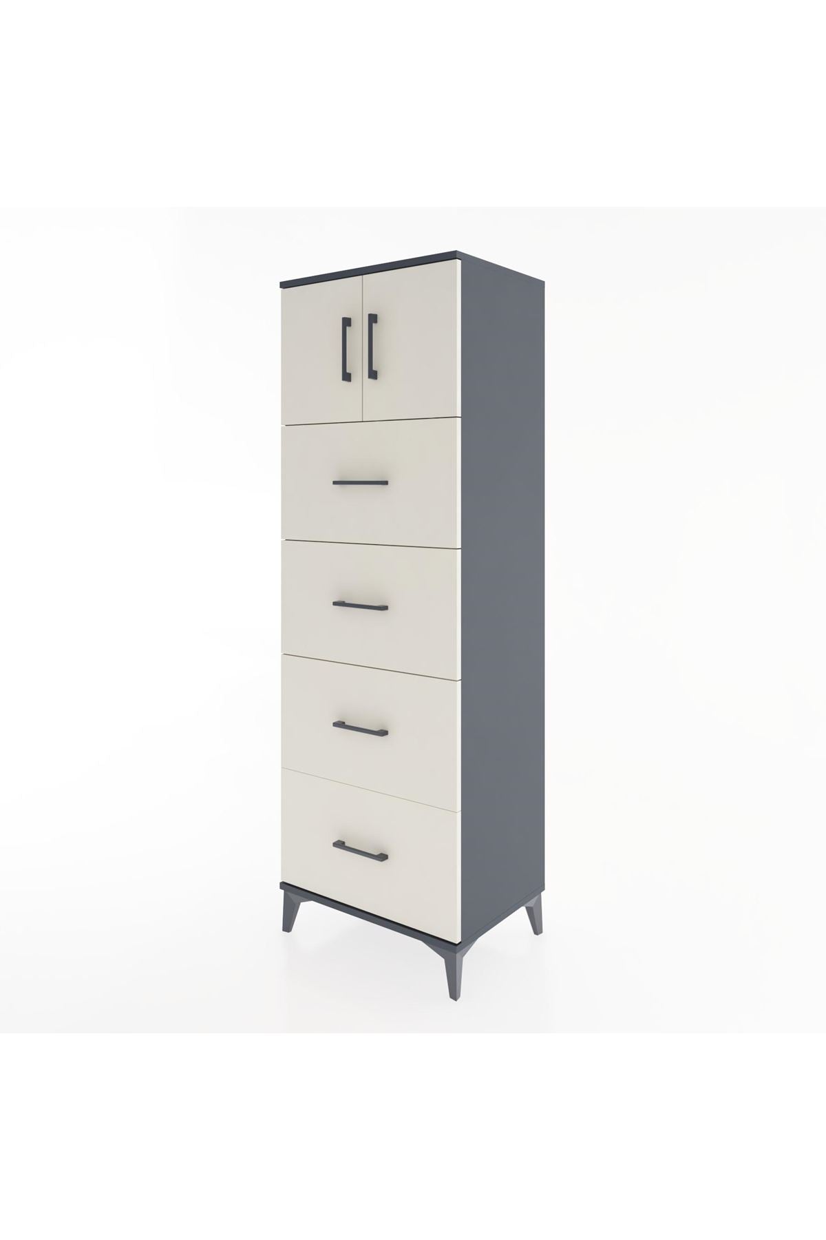 Hyperion Dolap Tek Raflı 4 Çekmeceli 2 Kapaklı 60x44x182 - S56M025V4B