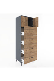 Hyperion Dolap Tek Raflı 4 Çekmeceli 2 Kapaklı 60x44x182 - S56M025V6B