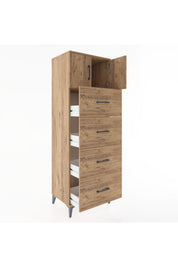 Hyperion Dolap Tek Raflı 4 Çekmeceli 2 Kapaklı 60x44x182 - S56M025V9B