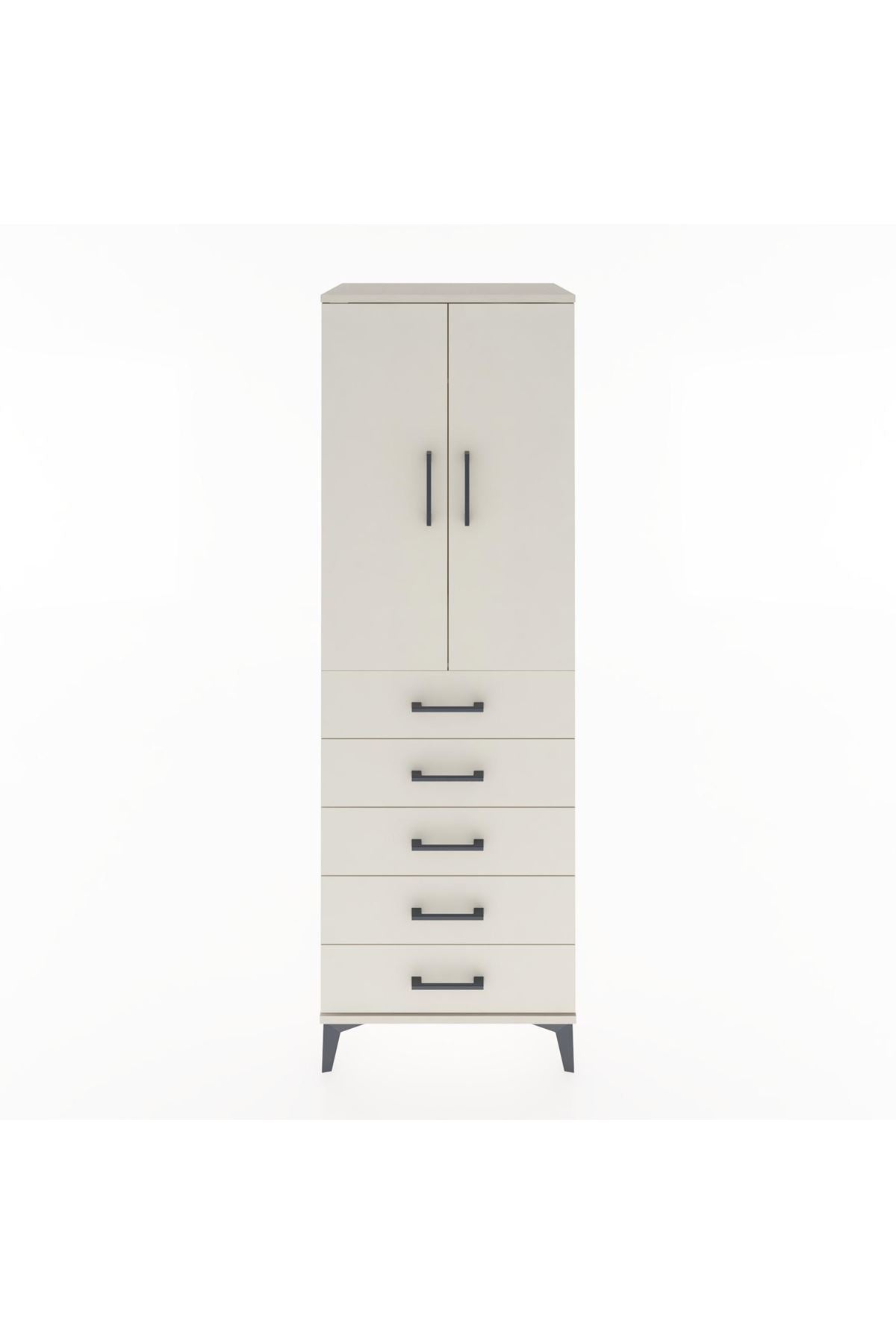 Hyperion Dolap Tek Raflı 5 Çekmeceli Tek Askılı 60x44x182 - S56M026V1B