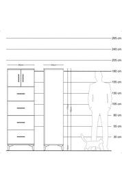 Hyperion Dolap Tek Raflı 4 Çekmeceli 2 Kapaklı 60x44x182 Çam-Antrasit