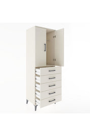 Hyperion Dolap Tek Raflı 5 Çekmeceli Tek Askılı 60x44x182 - S56M026V1B