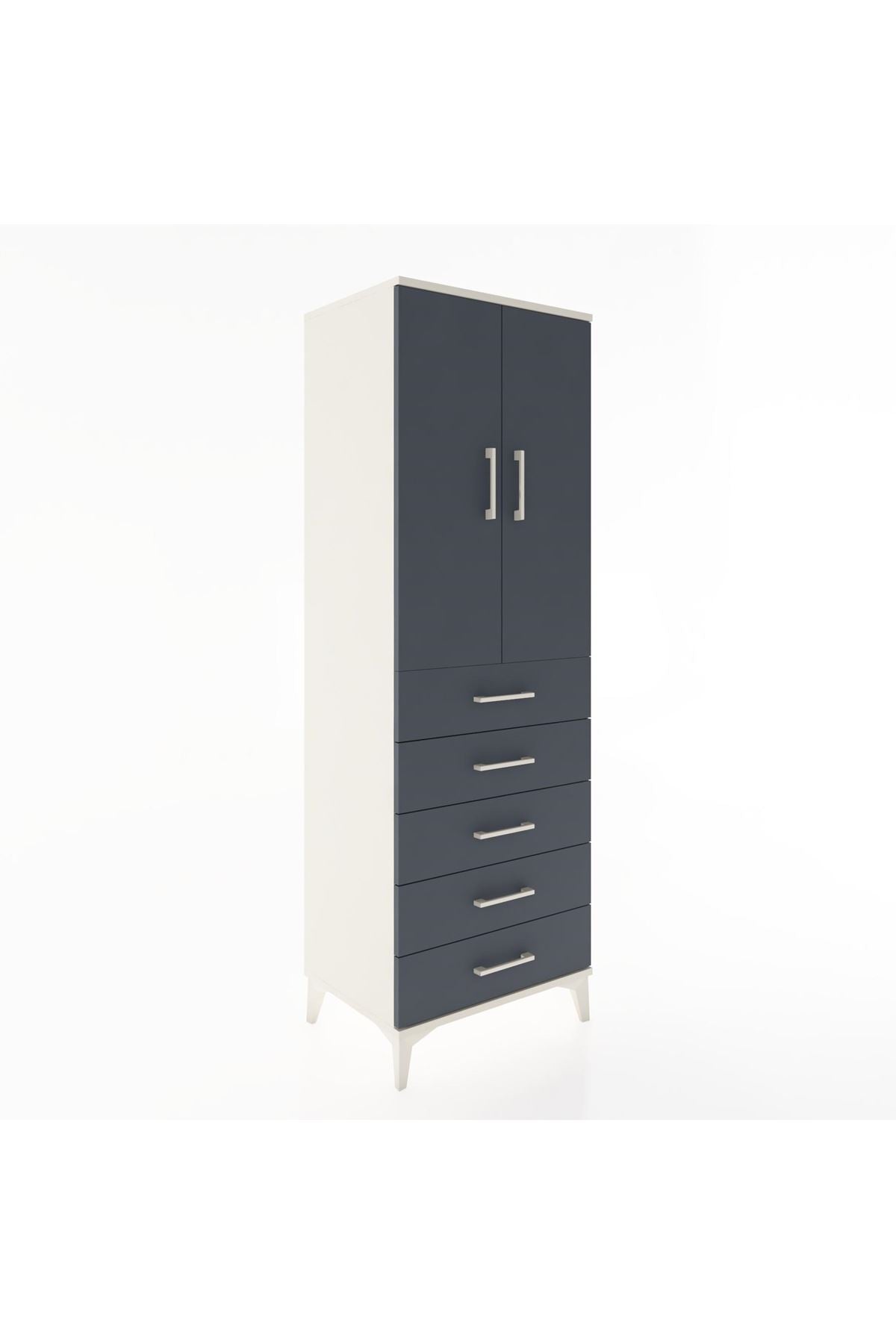 Hyperion Dolap Tek Raflı 5 Çekmeceli Tek Askılı 60x44x182 Aytaşı-Antrasit