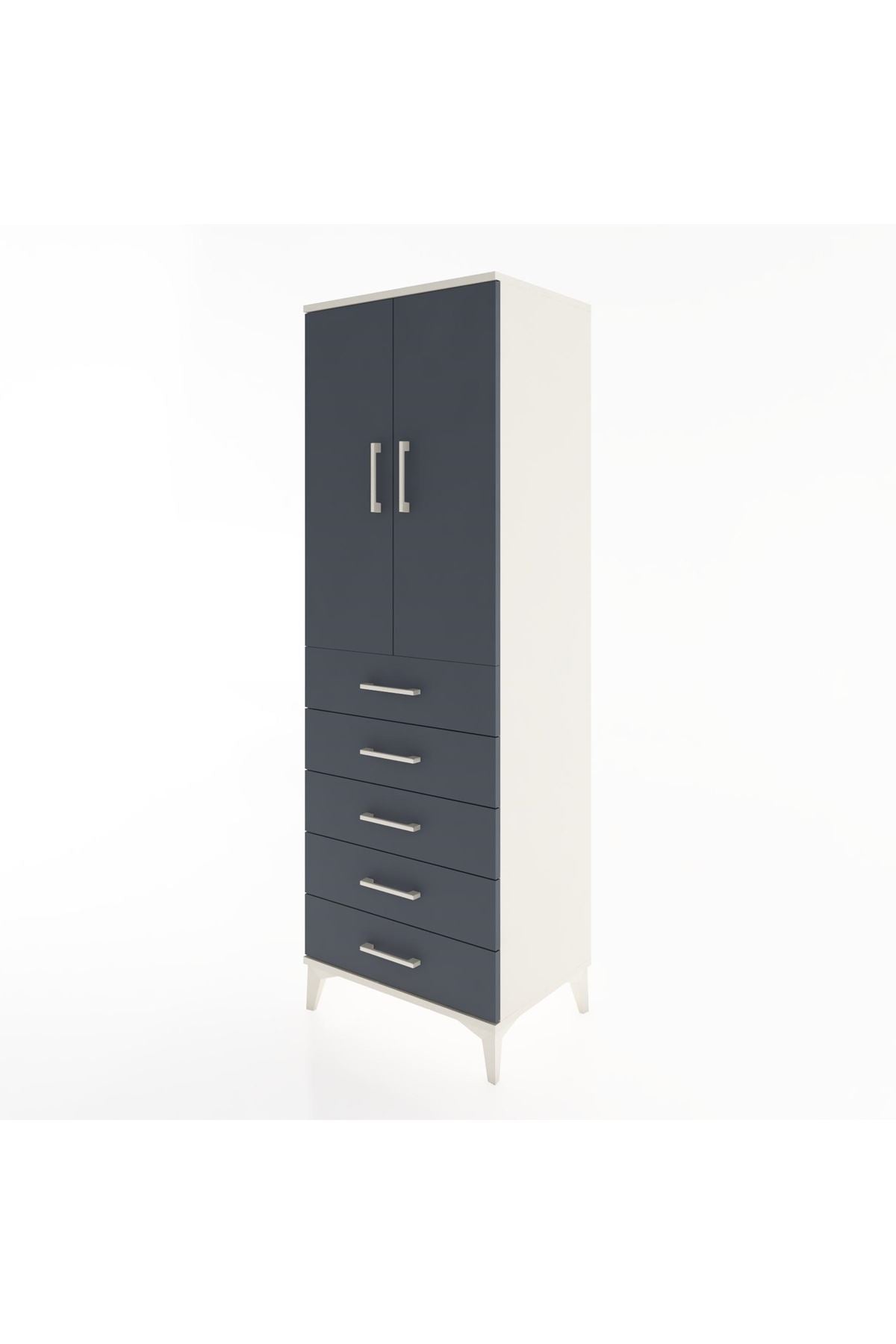 Hyperion Dolap Tek Raflı 5 Çekmeceli Tek Askılı 60x44x182 Aytaşı-Antrasit