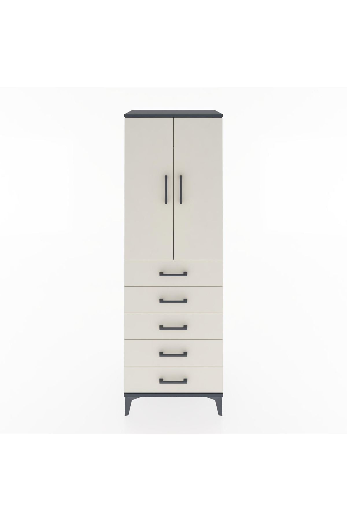 Hyperion Dolap Tek Raflı 5 Çekmeceli Tek Askılı 60x44x182 - S56M026V4B