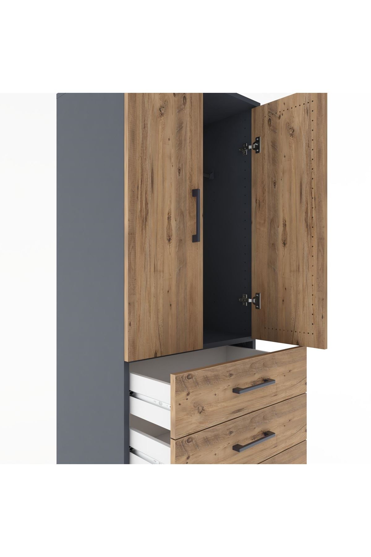 Hyperion Dolap Tek Raflı 5 Çekmeceli Tek Askılı 60x44x182 - S56M026V6B