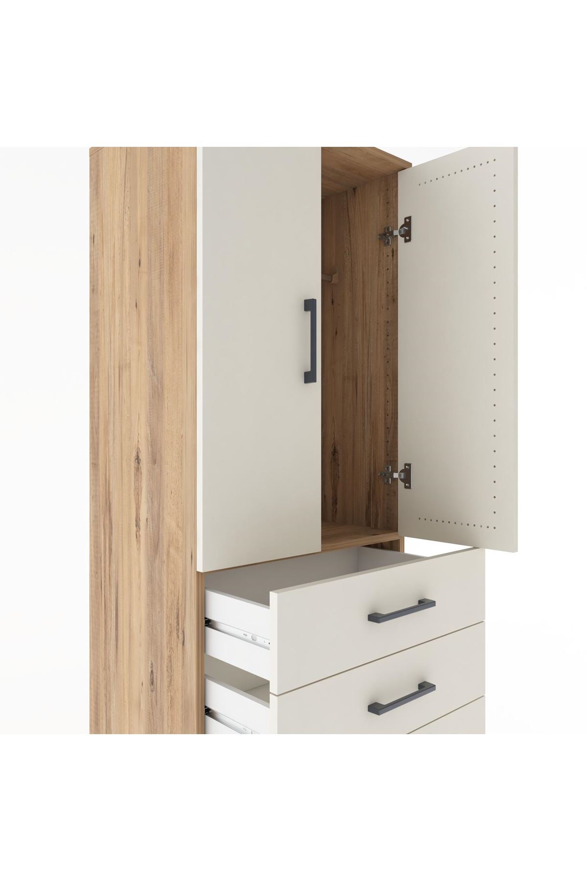 Hyperion Dolap Tek Raflı 5 Çekmeceli Tek Askılı 60x44x182 - S56M026V7B