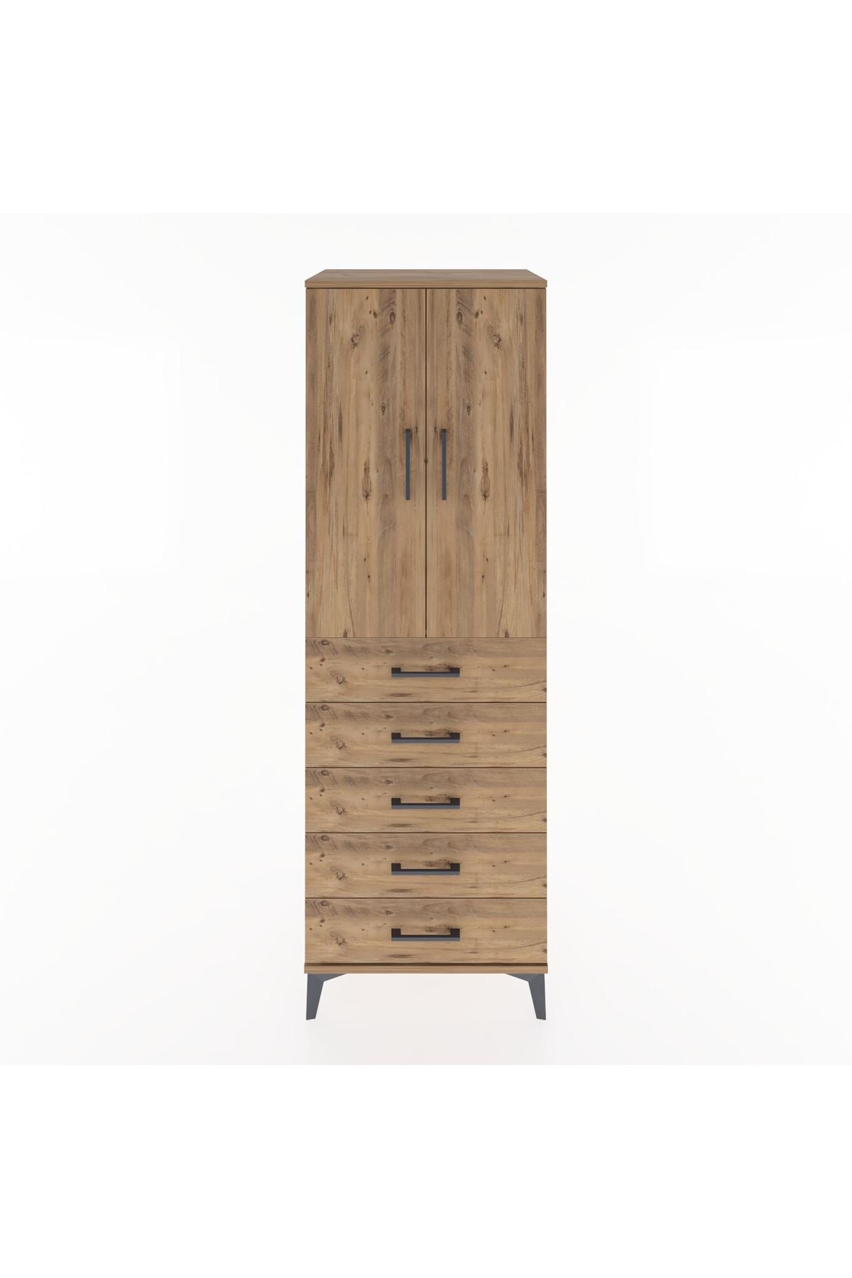 Hyperion Dolap Tek Raflı 5 Çekmeceli Tek Askılı 60x44x182 - S56M026V9B