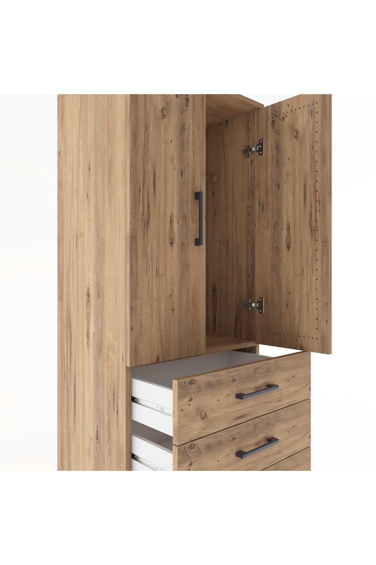 Hyperion Dolap Tek Raflı 5 Çekmeceli Tek Askılı 60x44x182 - S56M026V9B