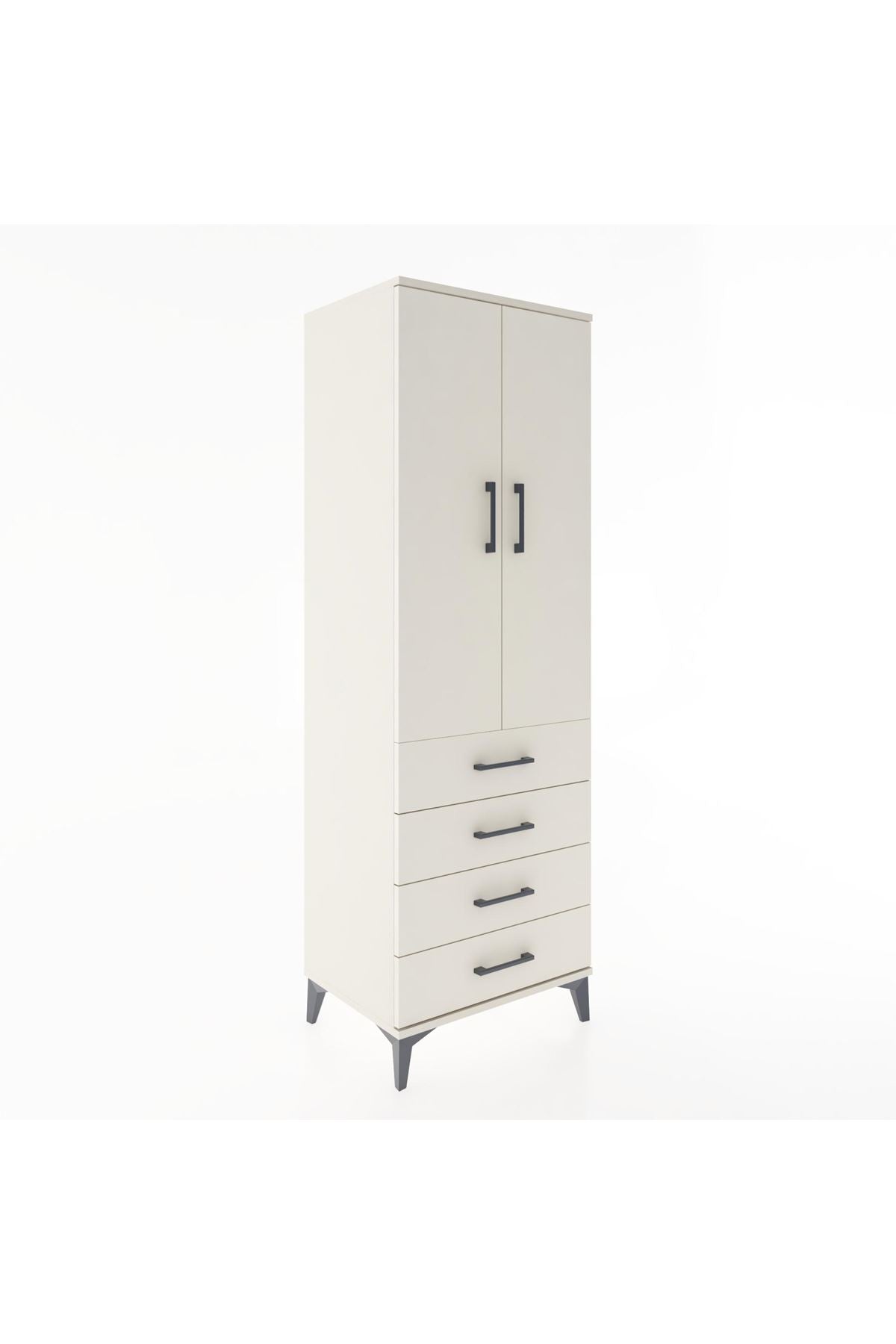 Hyperion Dolap Tek Raflı 4 Çekmeceli Tek Askılı 60x44x182 - S56M027V1B