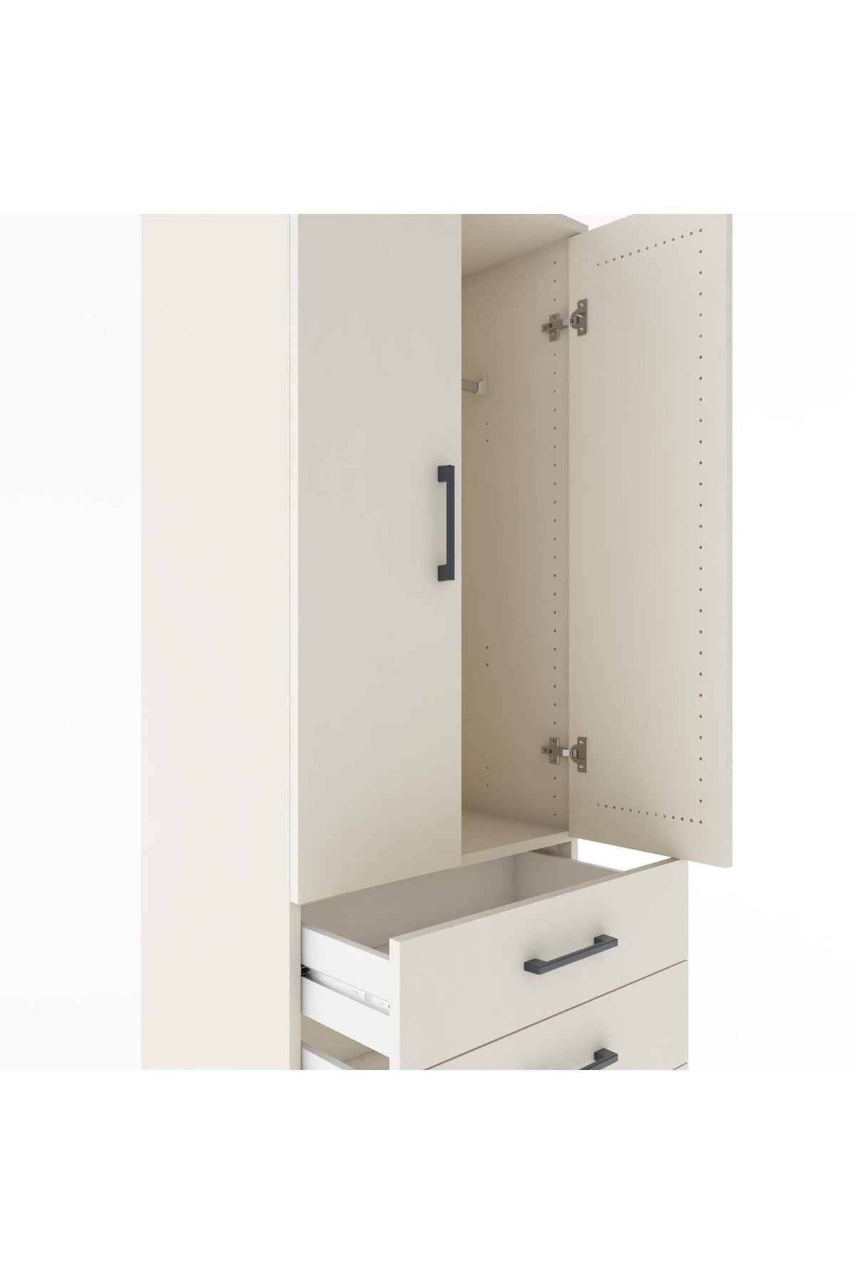 Hyperion Dolap Tek Raflı 4 Çekmeceli Tek Askılı 60x44x182 - S56M027V1B