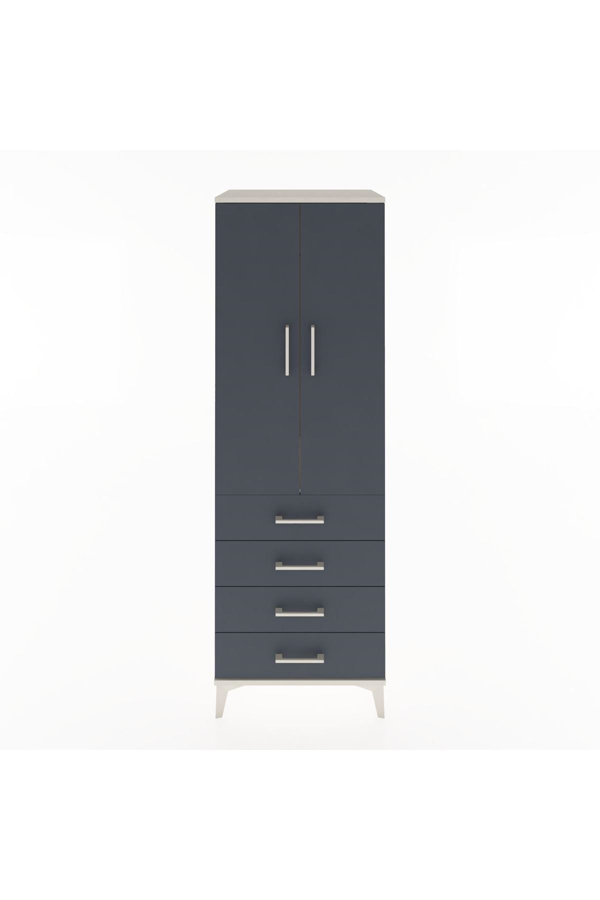 Hyperion Dolap Tek Raflı 4 Çekmeceli Tek Askılı 60x44x182 - S56M027V2B
