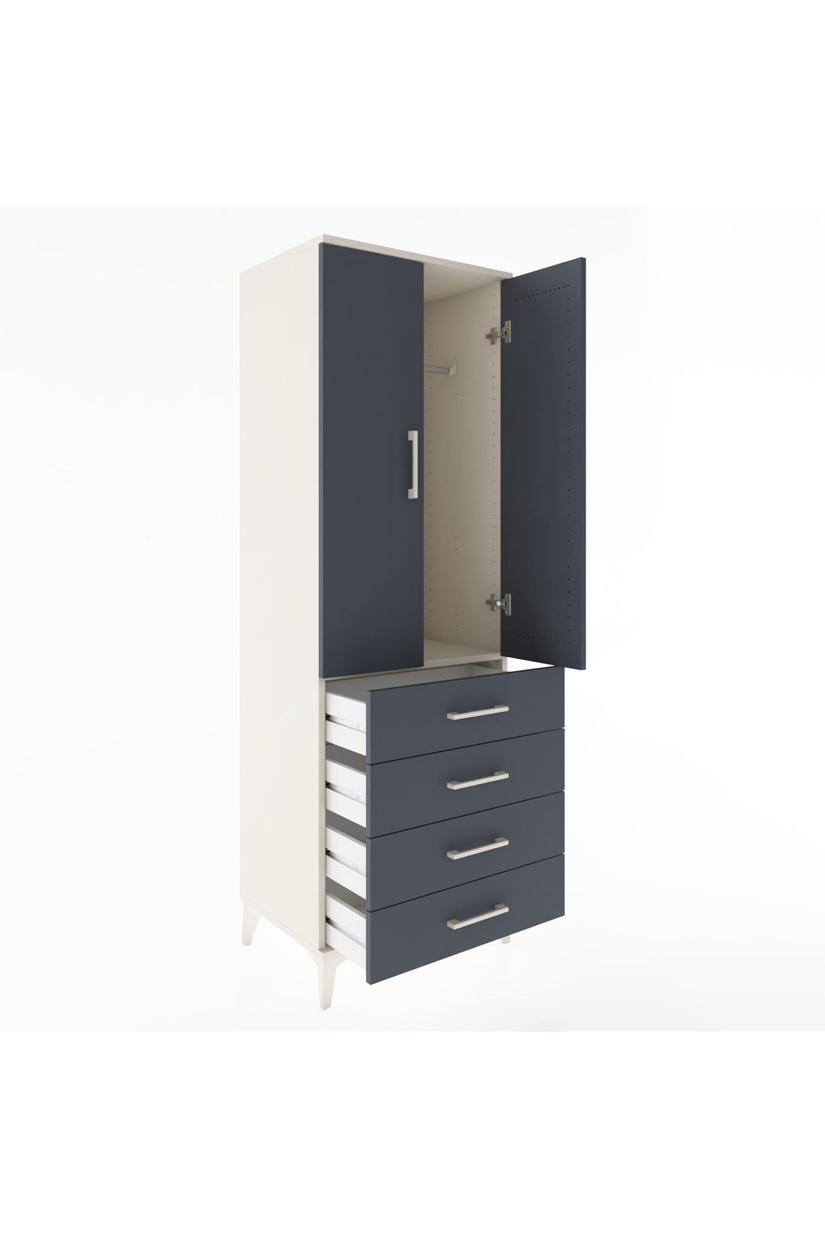 Hyperion Dolap Tek Raflı 4 Çekmeceli Tek Askılı 60x44x182 - S56M027V2B