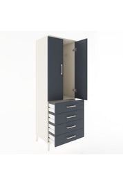 Hyperion Dolap Tek Raflı 4 Çekmeceli Tek Askılı 60x44x182 - S56M027V2B
