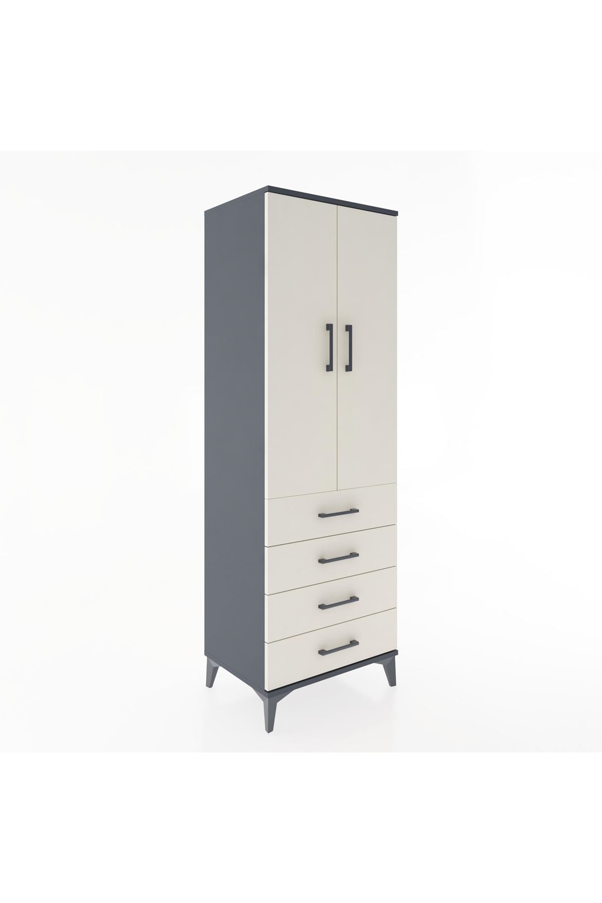 Hyperion Dolap Tek Raflı 4 Çekmeceli Tek Askılı 60x44x182 - S56M027V4B