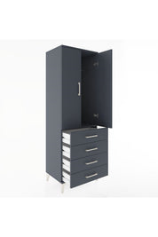 Hyperion Dolap Tek Raflı 4 Çekmeceli Tek Askılı 60x44x182 - S56M027V5B
