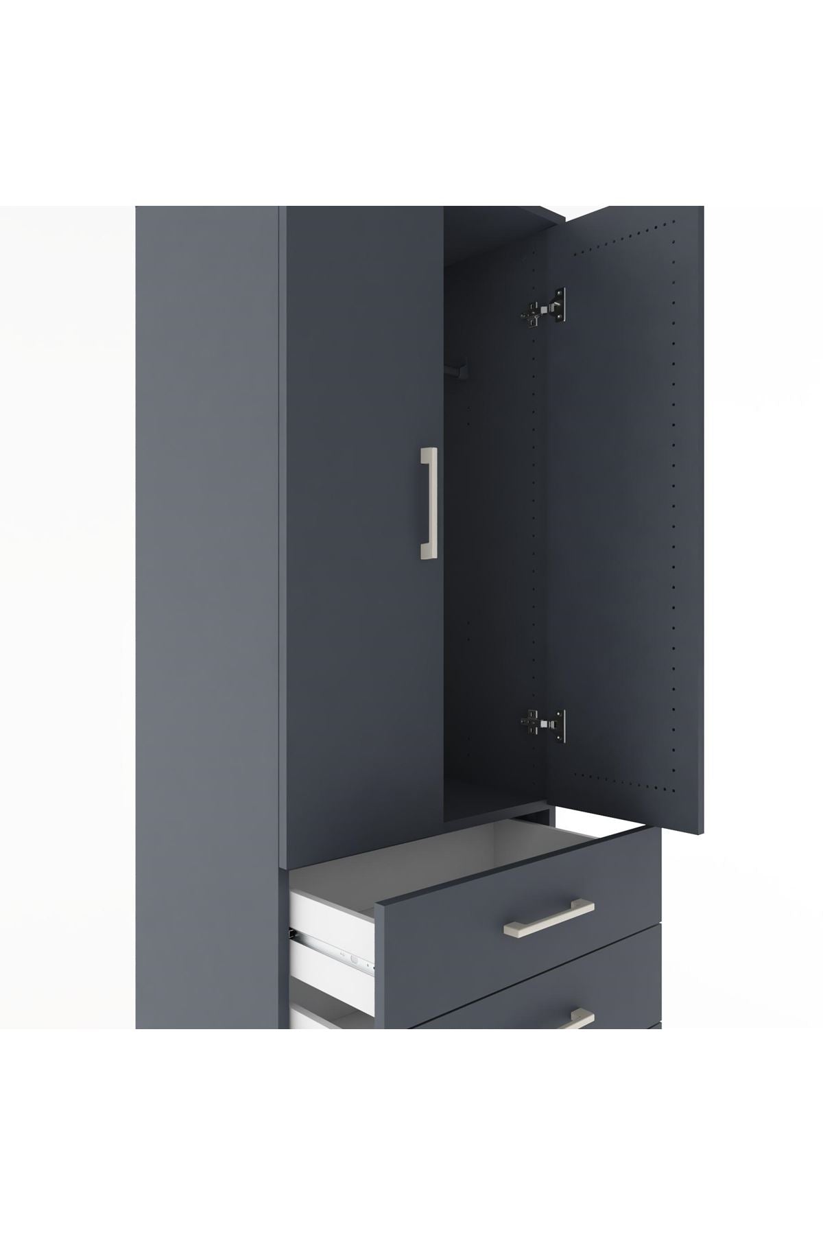 Hyperion Dolap Tek Raflı 4 Çekmeceli Tek Askılı 60x44x182 - S56M027V5B