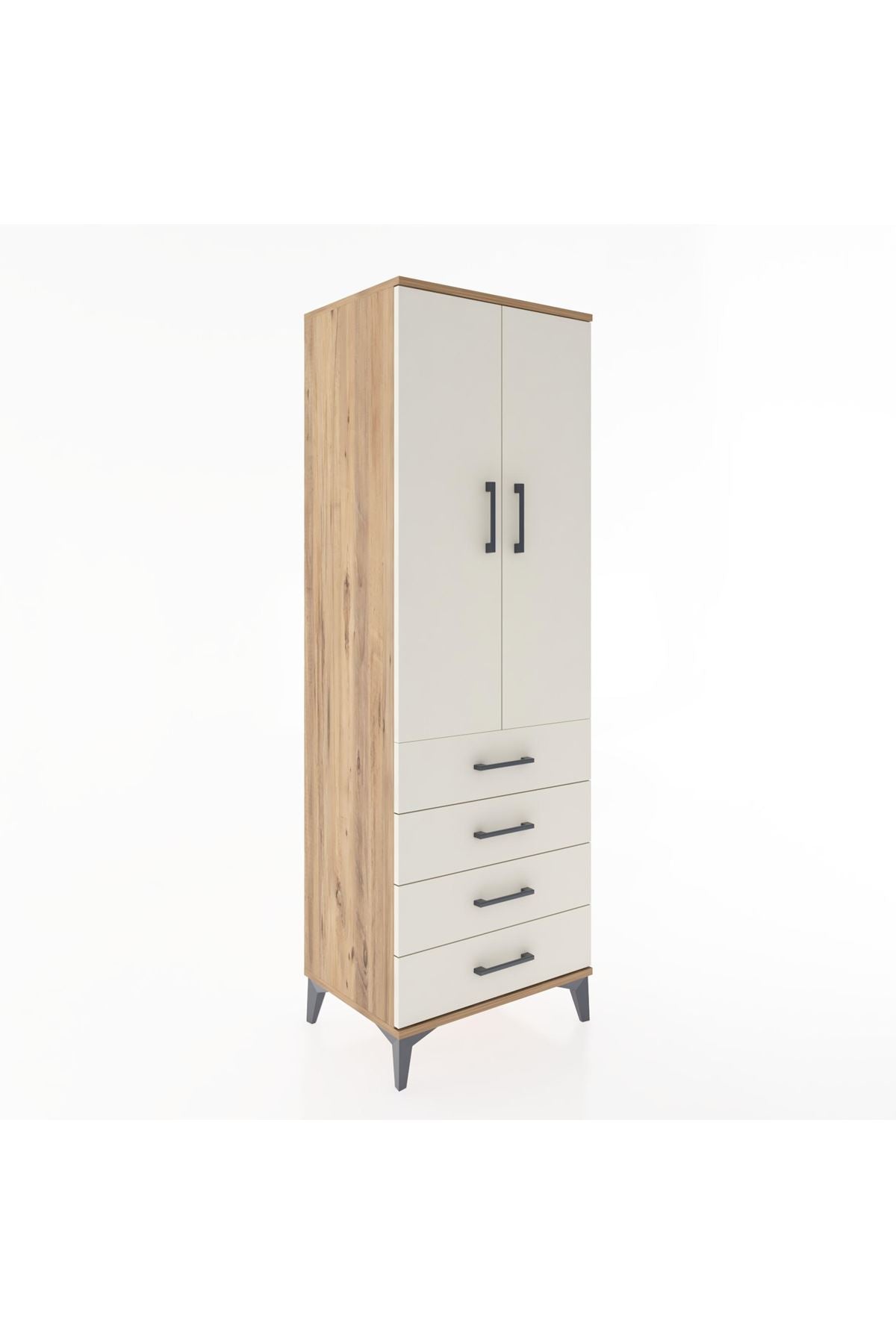Hyperion Dolap Tek Raflı 4 Çekmeceli Tek Askılı 60x44x182 - S56M027V7B