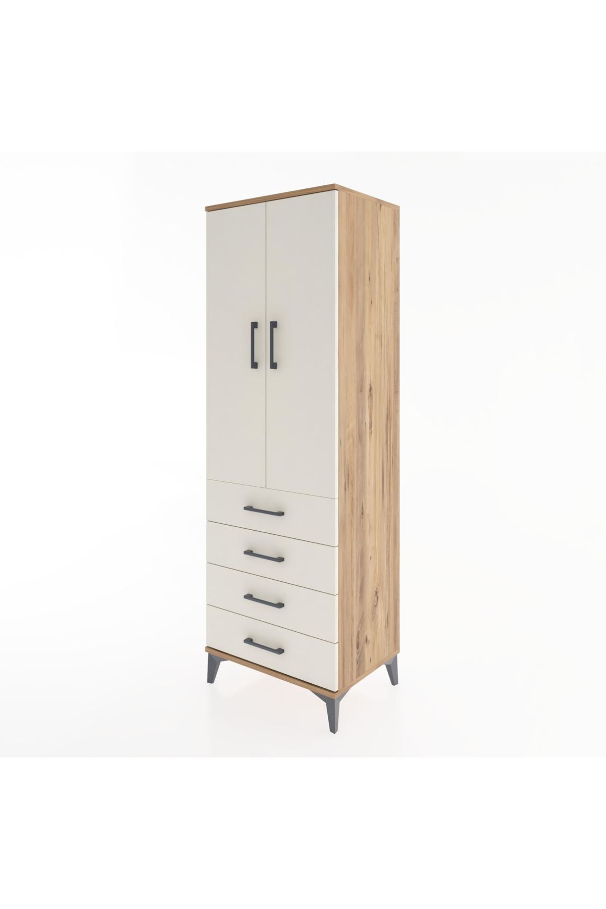 Hyperion Dolap Tek Raflı 4 Çekmeceli Tek Askılı 60x44x182 - S56M027V7B