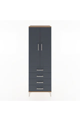 Hyperion Dolap Tek Raflı 4 Çekmeceli Tek Askılı 60x44x182