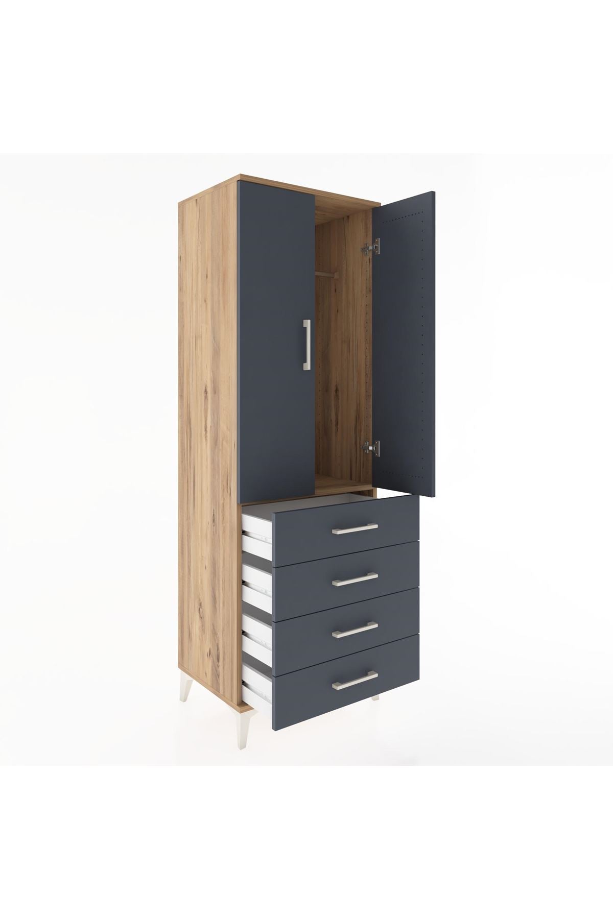Hyperion Dolap Tek Raflı 4 Çekmeceli Tek Askılı 60x44x182 - S56M027V8B