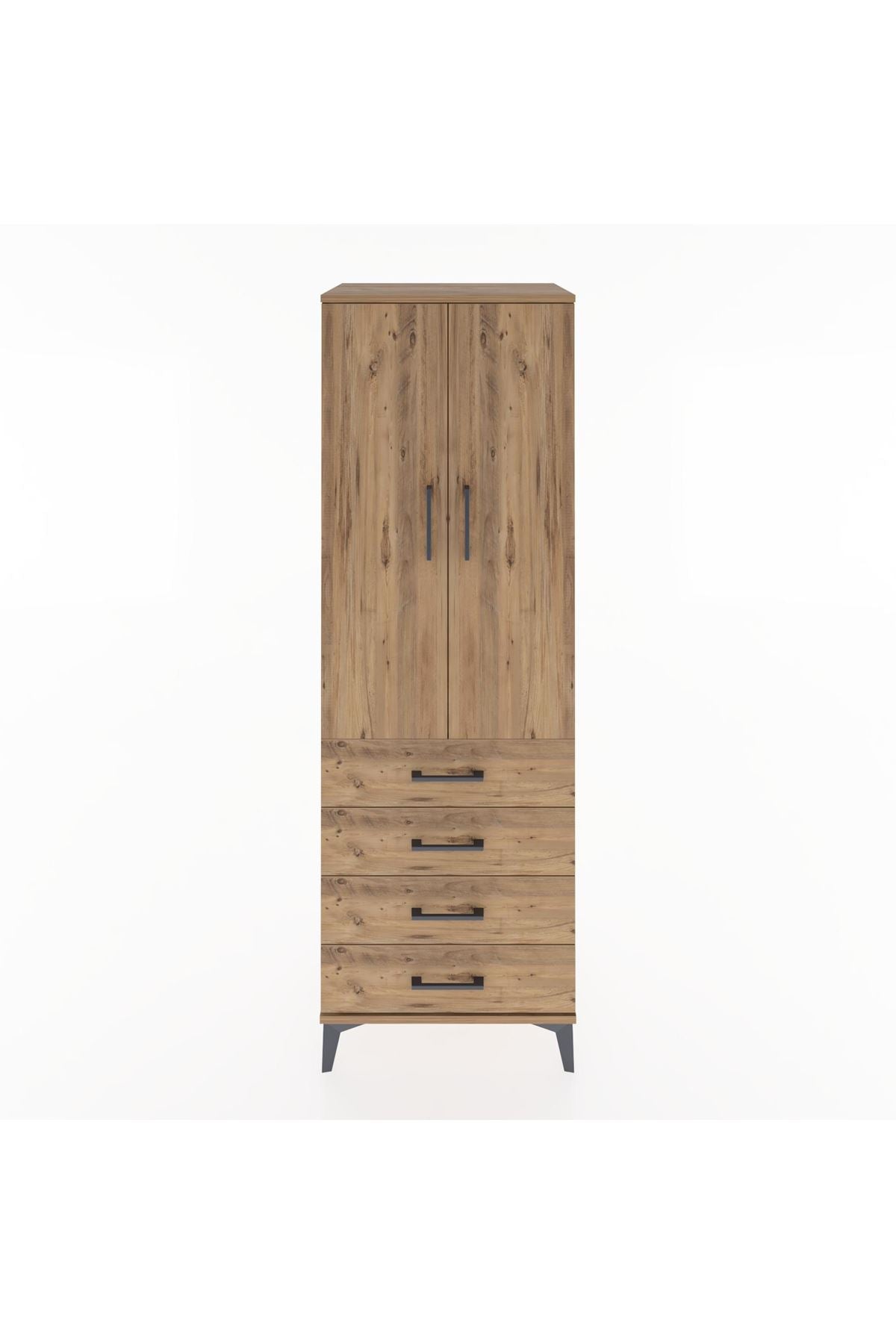 Hyperion Dolap Tek Raflı 4 Çekmeceli Tek Askılı 60x44x182 - S56M027V9B