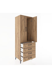 Hyperion Dolap Tek Raflı 4 Çekmeceli Tek Askılı 60x44x182 - S56M027V9B