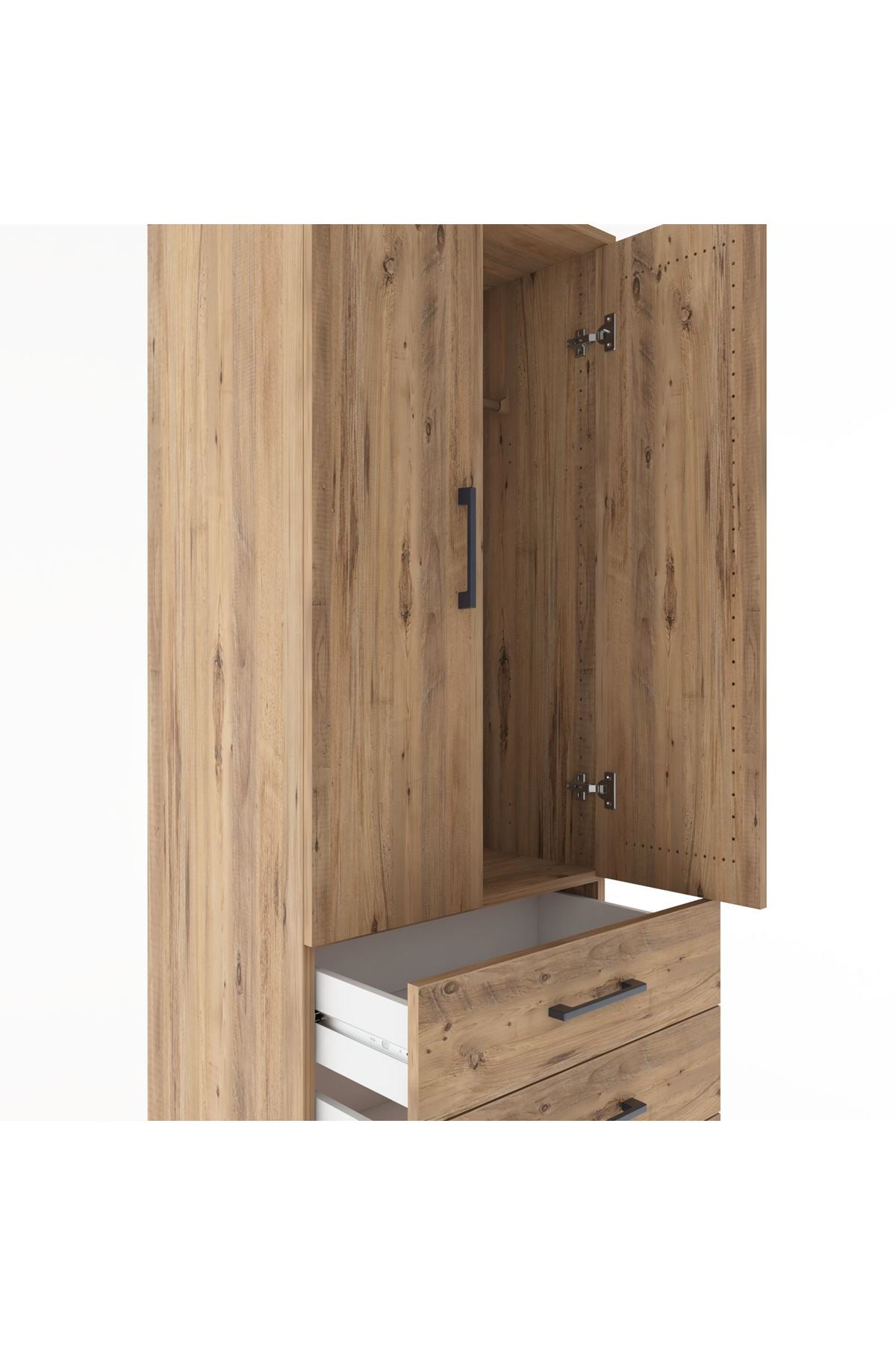 Hyperion Dolap Tek Raflı 4 Çekmeceli Tek Askılı 60x44x182 - S56M027V9B