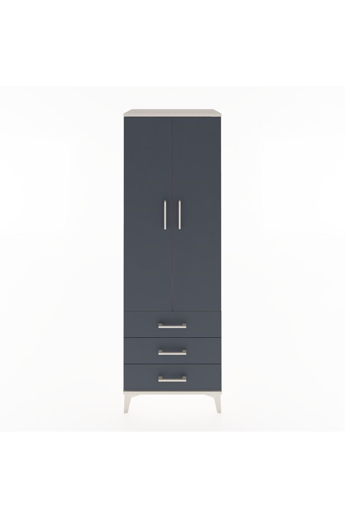 Hyperion Dolap Tek Raflı 3 Çekmeceli Tek Askılı 60x44x182 - S56M028V2B