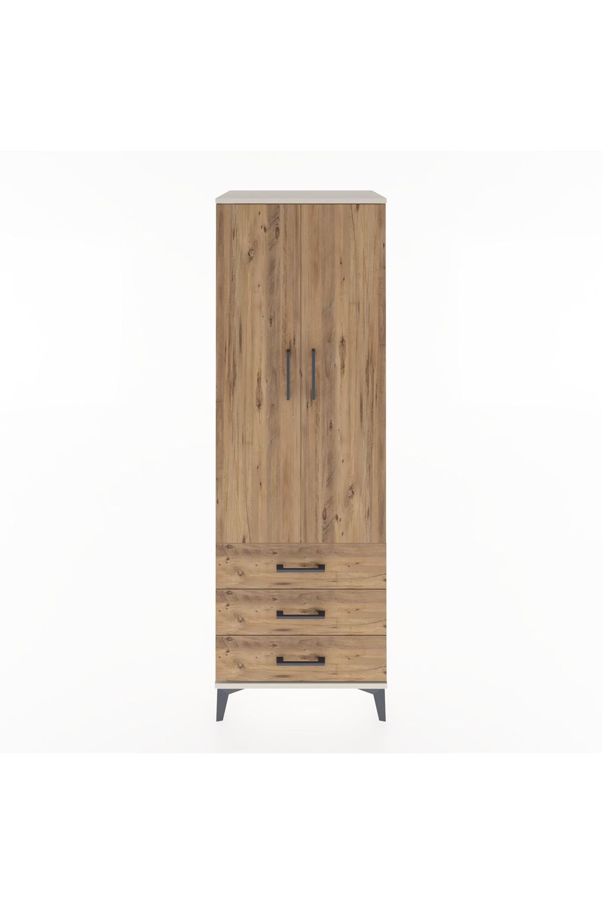 Hyperion Dolap Tek Raflı 3 Çekmeceli Tek Askılı 60x44x182 Aytaşı-Çam